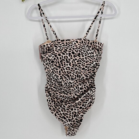 VS RUCHED LEOPARD ONE PIECE SWIMSUIT Size Small Removable Straps and Pads NWT - Picture 13 of 13